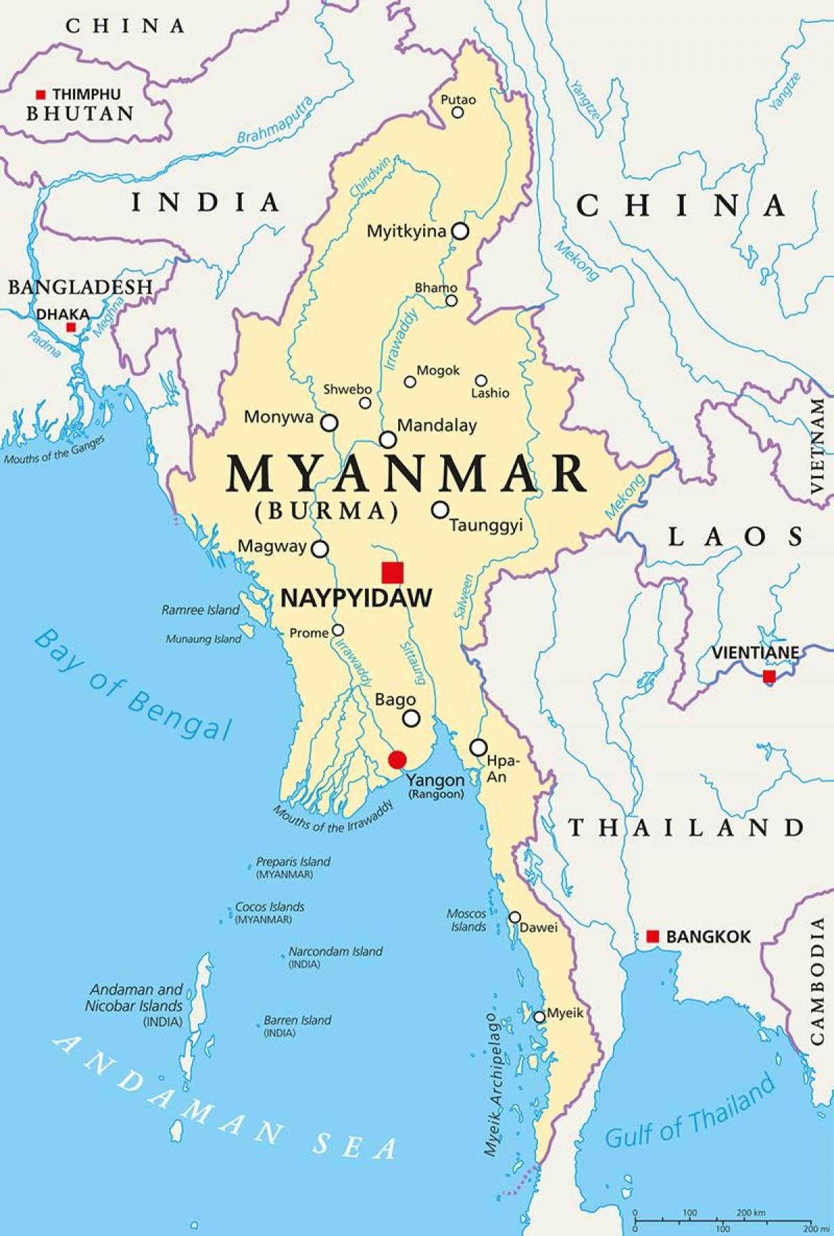 Myanmar ਦੇਸ਼ ਦਾ ਨਕਸ਼ਾ